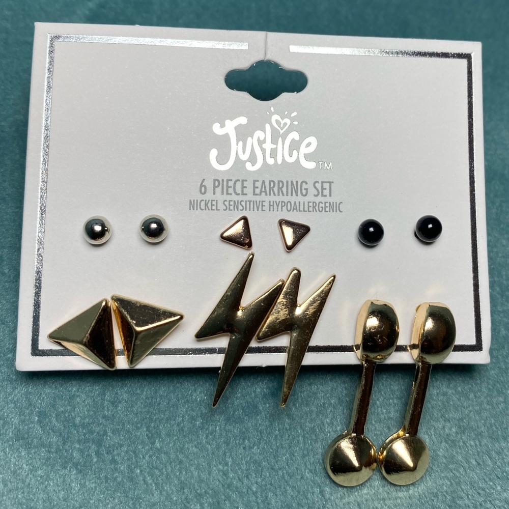 Justice Earrings (6 pair)